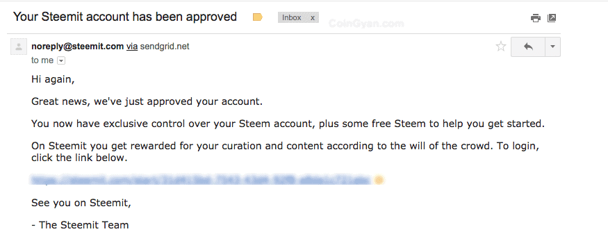 Steemit Account Approved -CoinGyan